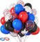 Red Blue Black Balloons, 60PCS Red and Blue Party Balloons, 12Inch Metallic Silver Balloons Dark Red Blue Confetti Balloons for Boys Birthday Graduation Baby Shower Party Decorations